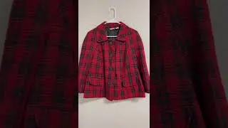 Kim Rodgers Button Up Jacket Womens XL Red/Black Print Knit Fabric Casual Office🧥