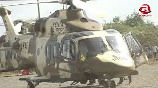 President William Ruto's kids;George Ruto and Nadia Jerono boarding military chopper inBaringo South