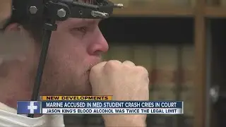 Marine accused in med student crash cries in court
