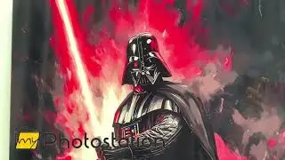 Darth Vader with Red Sword Glass Wall Art
