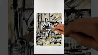 Black & yellow colour painting a #monotype on plexiglass, a #printmaking process #art #monoprint