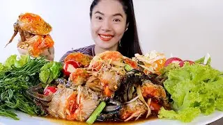 กินตำปูไข่ดอง ไข่เน้นไข่เยิ้มๆ แกล้มมะระขี้นก แรดิส ยอดกระถิน ซดน้ำนัวสะใจหลาย #อิหล่าพากิน