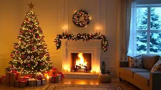 Cozy Holiday Snow & Fireplace Ambience | Peaceful Winter Relaxation