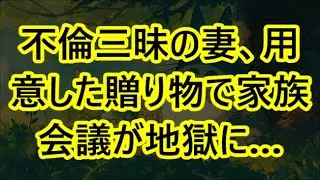 【修羅場】不倫三昧の妻、用意した贈り物で家族会議が地獄に…【スカッとする話】