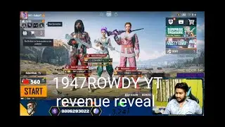 1947 rowdy YT YouTube revenue Reveal in live live stream😳@1947rowdy YT PUBG mobile India 🇮🇳