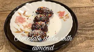 Chocolate dates with almond | chocolate coated dates with almond