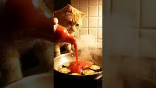 Funny Cat Cooks a Giant Eggplant 🍆😹 | Cute AI Cooking Animation