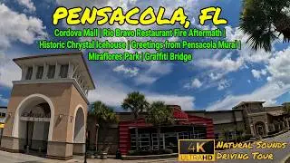 [4K DRIVE] Pensacola, Florida Cordova Mall to Graffiti Bridge | Natural Sounds | Icehouse, Murals