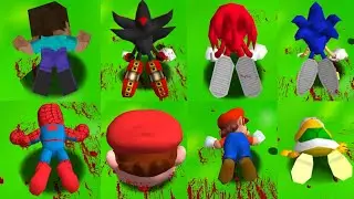 All Characters falling and Game Over Animations in Super Mario Hard Mode