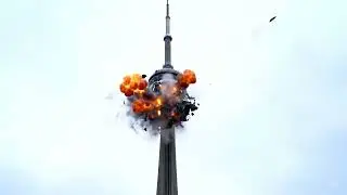 What If a UFO Destroyed the CN Tower in Toronto? (AI Generated Video)