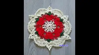 crochet apple placemat/crochet apple doily