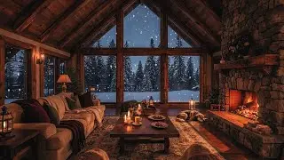 Cozy December Night Jazz | Soft Piano & Fireplace Sounds for Sleep, Relaxing, Study