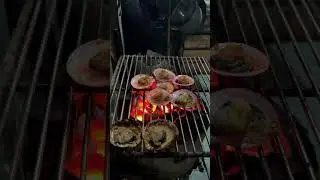 Buttered Garlic Scallops on a smoking hot grill