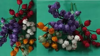 Plastic Carry Bag Artificial Berry || Best Out Of Waste || Crafticle