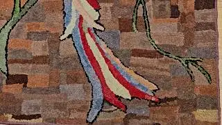 Vintage American Pictorial Hand Hooked Rug with Parrot on a Tree Branch, @thepersianknot , SKU 2248