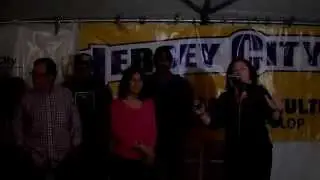 Jersey City Artists Studio Tour Closing Party - Maryanne Kelleher speaks to crowd
