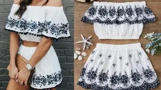 How to make off shoulder ruffal crop top with shorts cutting and stitching very easy method