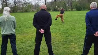 Showing the Shaolin Kungfu Staff Form 'Zhui Feng Gun' Wind Chaser Staff | He Yong Gan Martial Arts