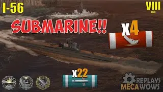 Submarine I-56 4 Kills & 225k Damage | World of Warships Gameplay