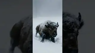 🦬 Blizzard Rescue | Mother Bison Shields Her Calf in the Storm ❄️✨