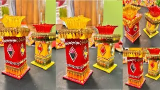 Diya Stand Making Ideas with West medicine box 😱 /Diwali Decoration ideas / Best out of west /diya 