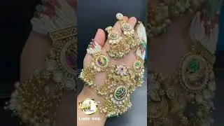 Women's JewelleryTraditional Gota Patti Bridal Jewellery Set with Cowrie Shell and Pink Flowers,
