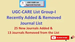 UGC CARE List 2020 updated, New Added journals & Removed  journal list, Updated on 1st July 2020