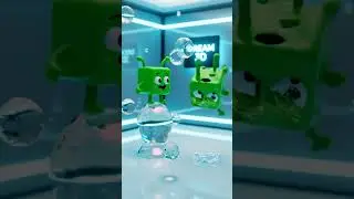 Green Cubes Floating in a Bubble Room! 💚✨ | Dream 3D Shorts #polygonmaker #voxel #voxelsniper