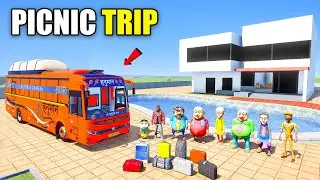 Franklin & Shinchan Going to Picnic Trip With his Friends By Hanuman Bus in Indian Bike Driving 3D