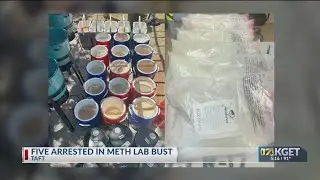 Five arrested in meth lab bust in Taft