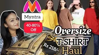 Oversize Cotton T-SHIRT Haul Under ₹500 from MYNTRA | Honest Review | Aditi Soni