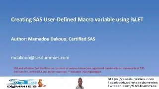 Creating User-Defined Macro Variables using %LET