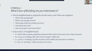 Apartment Investor Mastery - Bellevue - March 2022 - Your Investment Criteria
