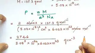 SS-26/Example/Barium/BCC unit cell/Edge length 508 pm/What is the density of barium in g cm-3