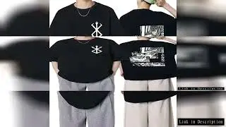 Japan Anime Berserk T-Shirt Guts Print Graphic Tee Men's 90s Summer Short Sleeve Casual Manga Dark F