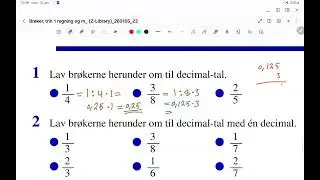 Lav brøker om til decimaltal 
