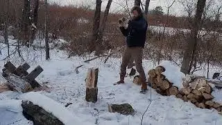 Cleaning up a large dangling limb (even more snow) #6