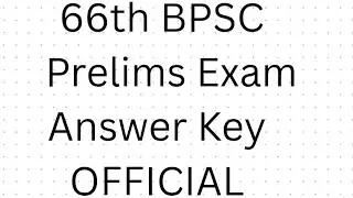 66th BPSC Answer Key 2020 | BPSC 66th Answer key | 66th BPSC Question Paper 2020