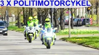 3 X POLITI MOTORCYKLER fanget p&aring; enghavevej politi i udrykning polizei einsatzfahrt police respond