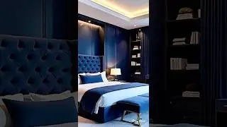 Deep Blue Elegance!💙 Love This Bedroom Design? #home #opulentinteriors #livingroomdesign #homedecor