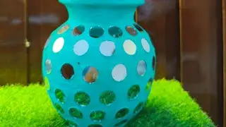 Mirror mosaic art/Mosaic planter/Diy mirror mosaic pot art 🎨
