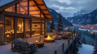 Winter Night Ambience for Reading with a Fireplace, Snowfall and Blizzard Sounds for , Sleep