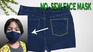 NO SEW Face Mask from Denim Jeans Pocket II Easy 2 minute face mask with filter pocket and nose wire