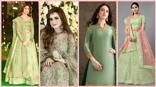 Trendy Pista green dresses design||beautiful dresses in pista green colour