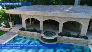 Porcelain Pool and Ivory Travertine Poolcoping in Montclair