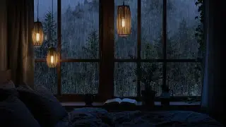 Forest rain ambience for deep sleep & anxiety relief in a tranquil cabin setting