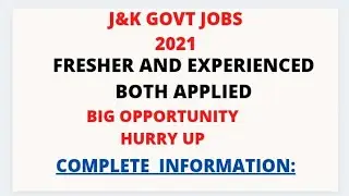 j&k govt jobs 2021 // j&k govt ITI recruitment 2021