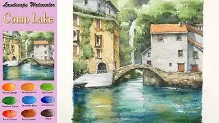 Озеро Комо - пейзажная акварель (wet-in-wet, Arches rough)NAMIL ART