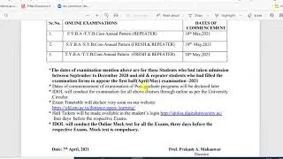 IDOL Online Examinations Update 2021 | SYBCOM | SYBA | TYBCOM | TYBA | IDOL Mumbai University 2021