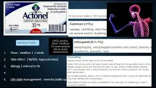 Rx 4.03, Risedronate, 35mg, 1w,  Actonel, osteoporosis, bone, OSCE, pharmacy, doctor, Roze Pharm